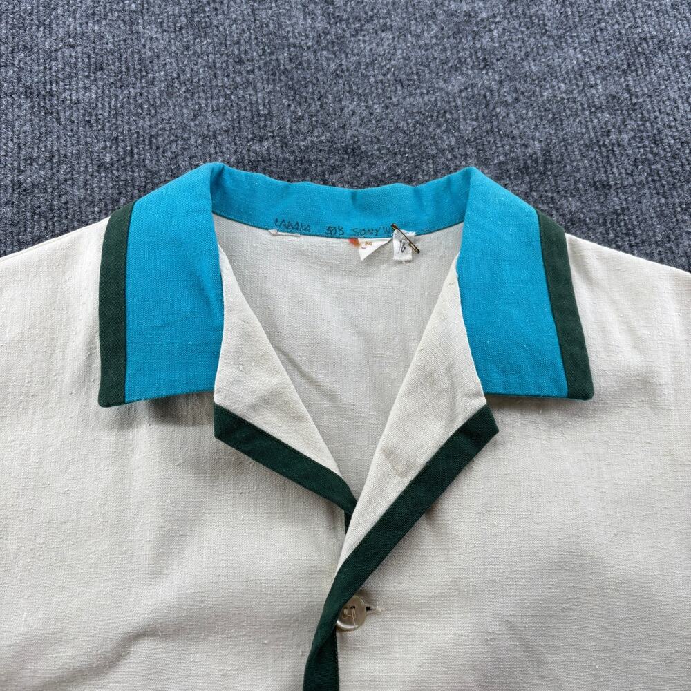 Vintage 1950s Contrast Piped Cabana Shirt Men’s M Bowler Patch Pocket Rockabilly - Picture 11 of 13